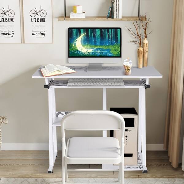 Desktop Computer Desk Laptop Study Table Office Desk With Pullout
