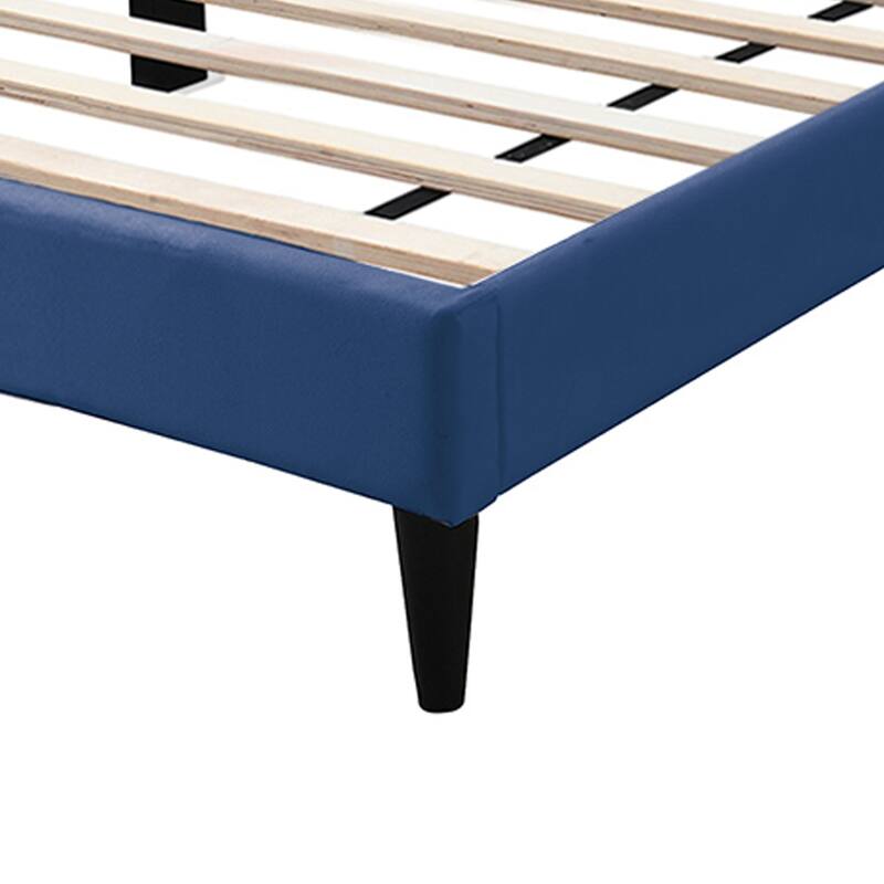 Velvet Upholstered Adjustable Headboard Full Bed with V-stitching Design
