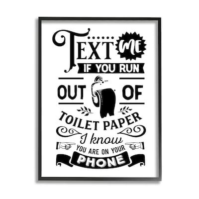 Stupell Text For Toilet Paper Vintage Text Bathroom Sign Framed Wall Art, Design by Lettered and Lined - Black
