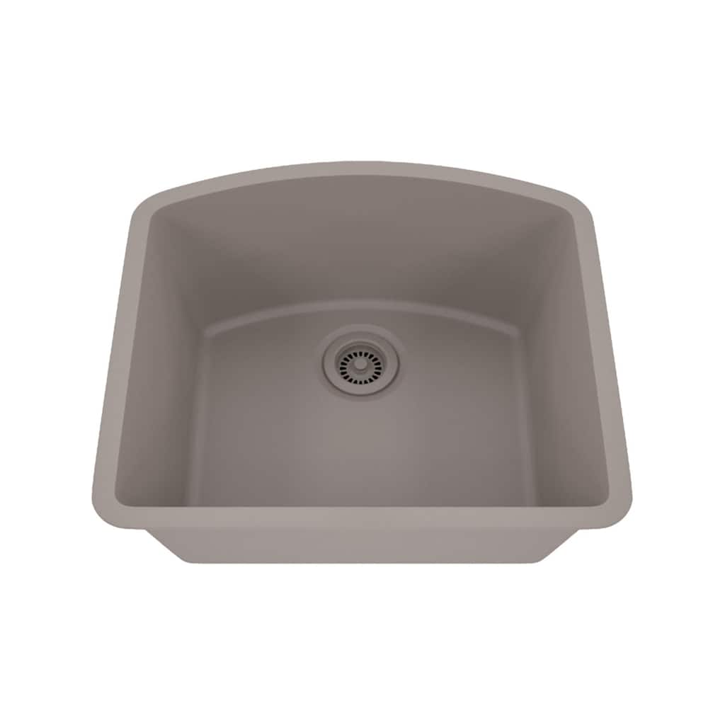 23 Inch Lexicon Platinum Quartz Composite Drop-in Undermount D-Shaped Single Bowl Galaxy Concrete Kitchen Sink LP-2321D-C-SO