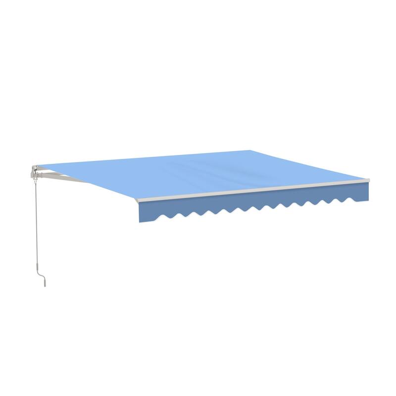 ALEKO Caribbean Manual Retractable Patio Awning - White Frame - Sky Blue - 12 x 10 Feet