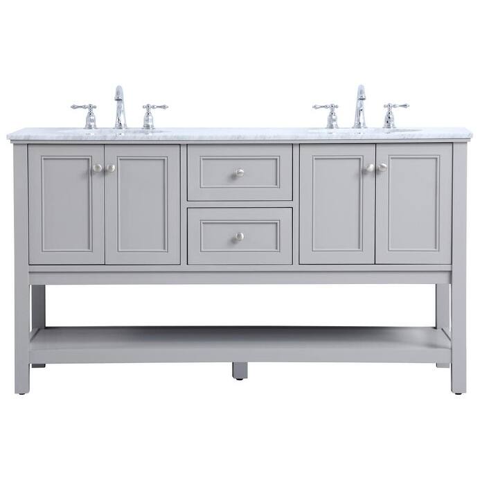 Elegant Lighting VF27060 Metropolis 60" Free Standing Double Basin - Grey - Painted