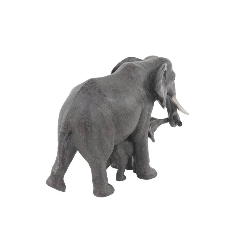 Gray Polystone Elephant Decorative Sculpture