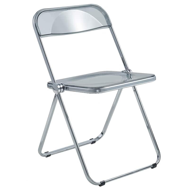 LeisureMod Lawrence Acrylic Folding Dining Chairs and Dining Table Set