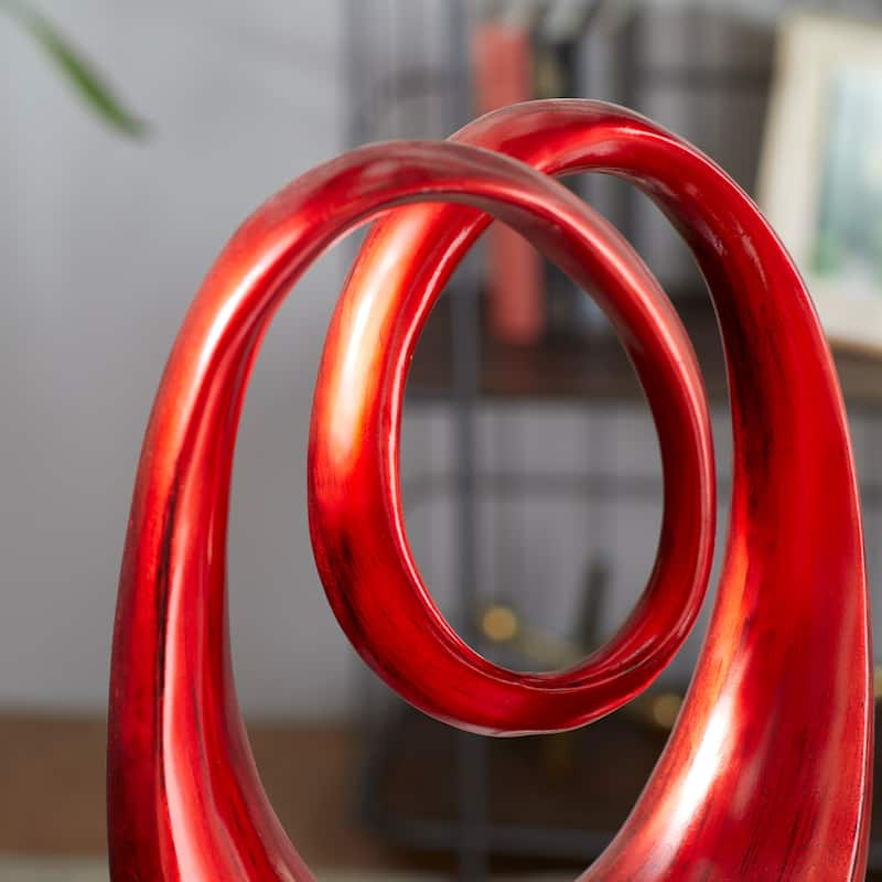 Artistic Polystone Swirl Abstract Sculpture - Orange or Red