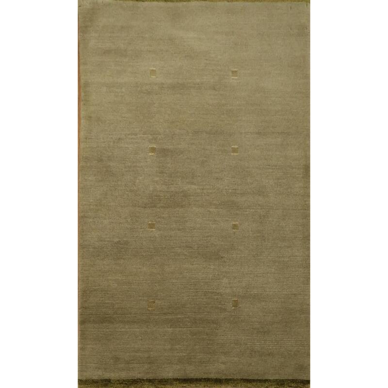 Hand Knotted Oriental 100% Wool Carpet Modern Abstract Green Nepalese Area Rug - 5' 0'' X 3' 0''