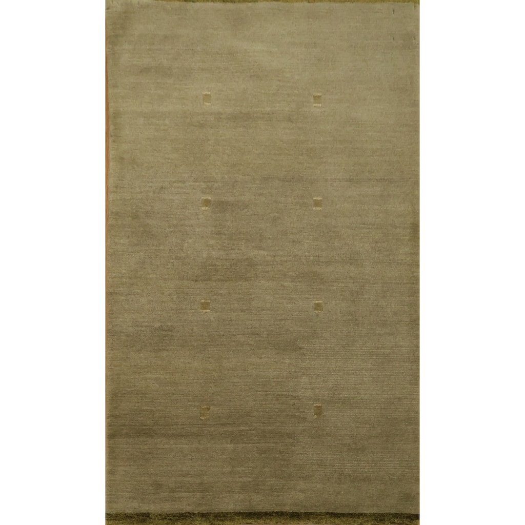 Hand Knotted Oriental 100% Wool Carpet Modern Abstract Green Nepalese Area Rug - 5' 0'' X 3' 0''