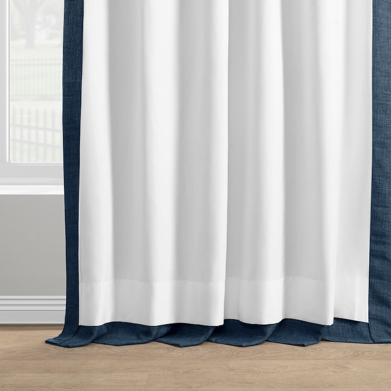 Exclusive Fabrics Italian Faux Linen Room Darkening Curtains for Bedroom & Living Room Curtains - Single Panel Window Curtains