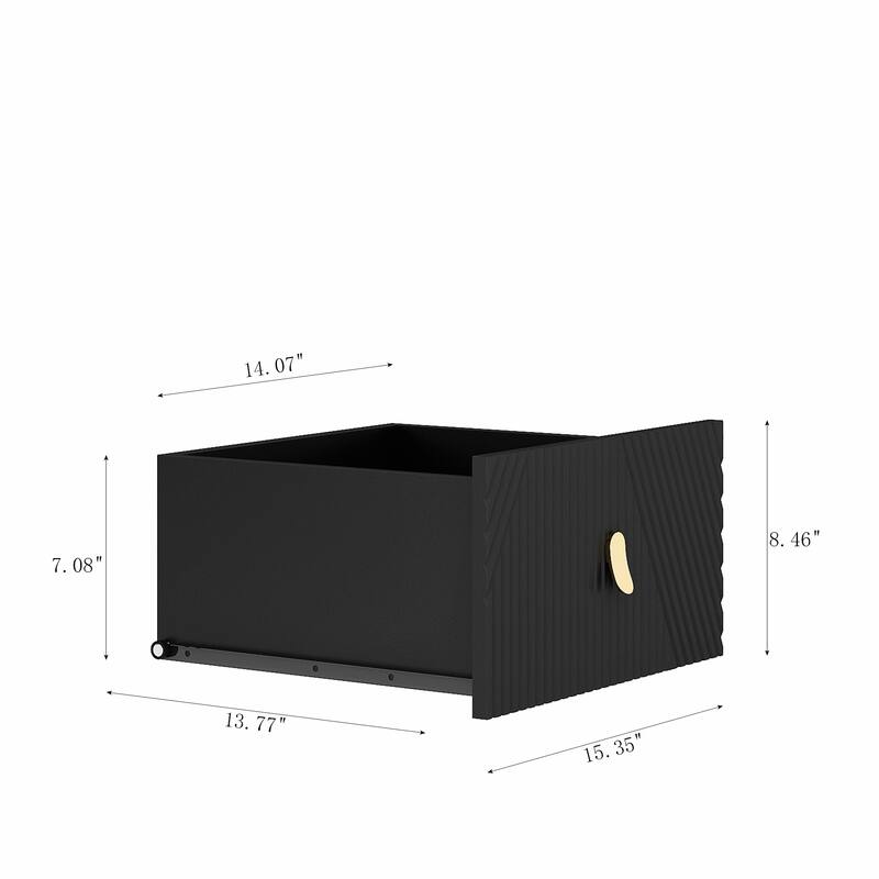 Fluted Sideboard Cabinet with LED Lights, 2 Doors & 3 Drawers, Black Buffet/Sideboard - 3 Doors + 3 Drawers