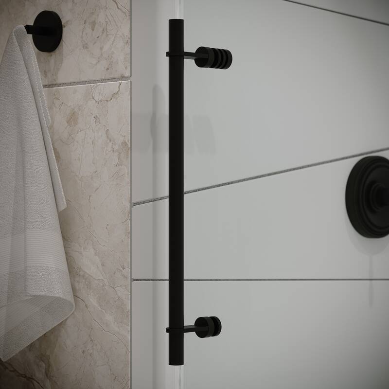 Seawin 68 - 72 in. W x 77 in. H Cosmo Frameless Shower Door 3/8 inch (10 mm) Thick Clear Tempered Glass with NanoShield Coating
