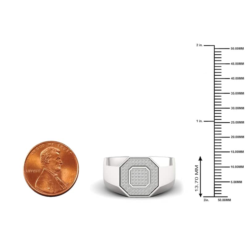 1/4ct TDW Cluster Diamond Ring in Silver for Men