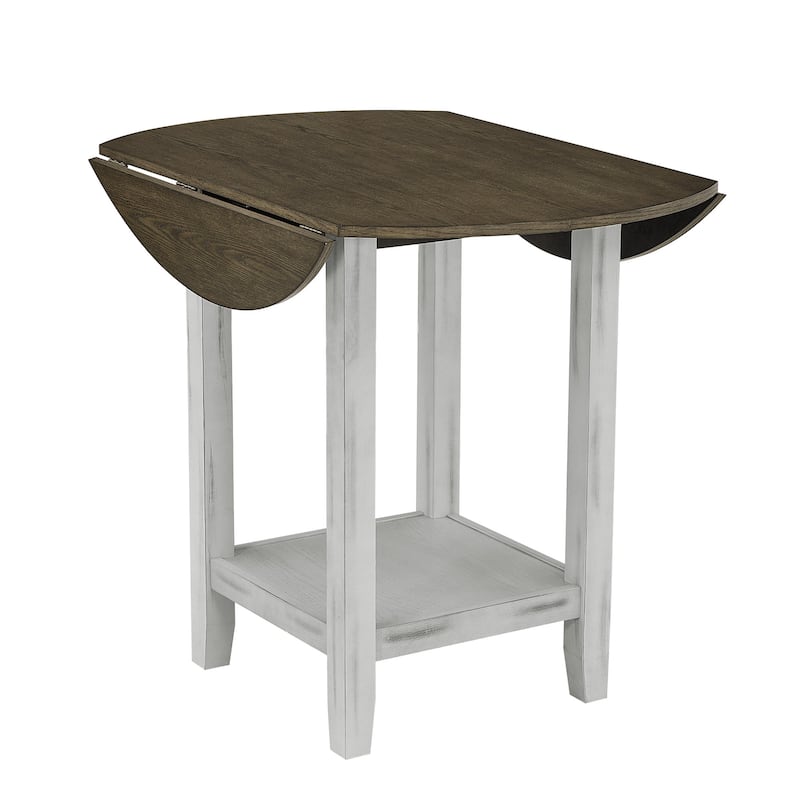 5 Piece Solid Wood Dining table Set, Kitchen Dining Furniture Set with Foldable Leaf Table and 4 Upholstered Chairs
