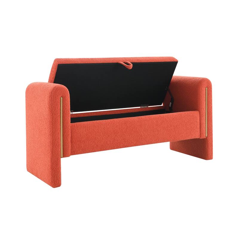 Modern Teddy Upholstered Bed End Bench with Storage and Arms