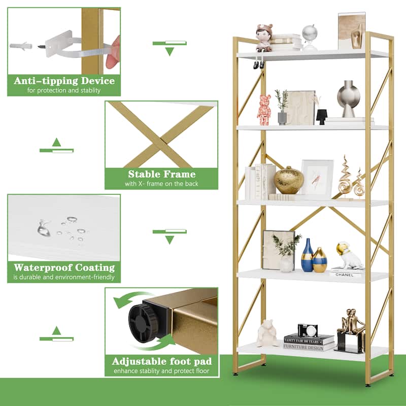 Futzca 5 Tier Storage Bookshelf