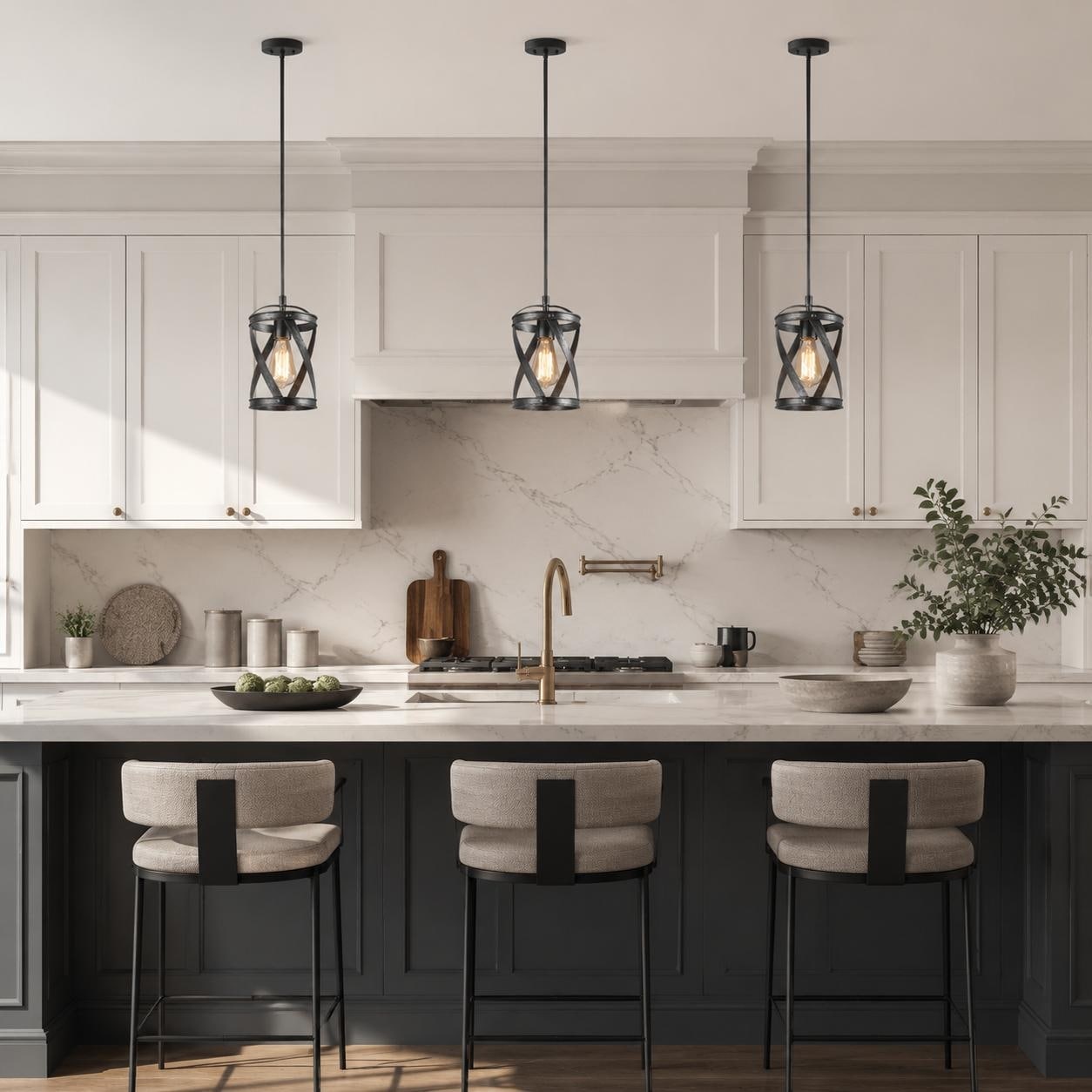 Modern Farmhouse 1-Light Rustic Metal Mini Pendant Light for Kitchen Island - D6" x H14" - 72"