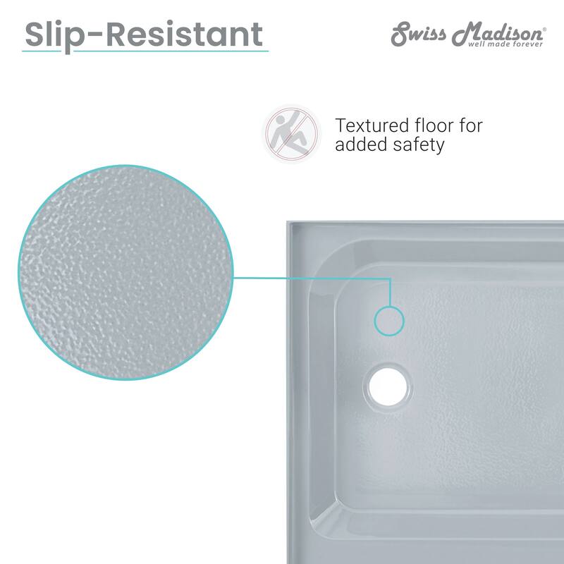 Voltaire 60 x 36 Single-Threshold, Left Drain, Shower Base, Grey