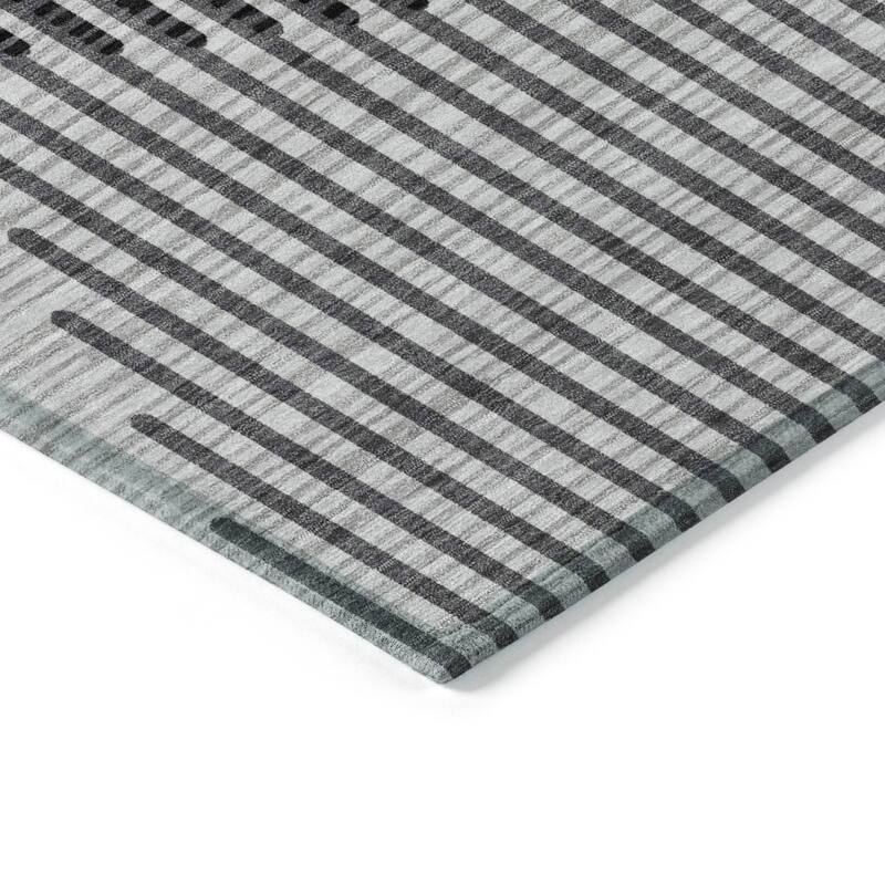 Machine Washable Indoor/ Outdoor Abstract Stripe Chantille Rug