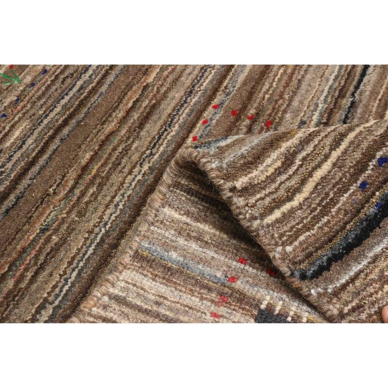 ECARPETGALLERY Hand Loomed Kashkuli Gabbeh Brown Wool Rug - 3'1 x 4'8