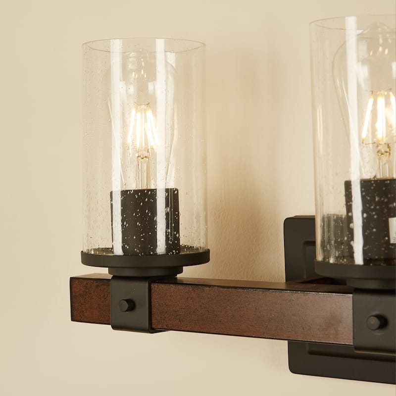 3 Light Matte Black Rustic Vanity Light - 22.06"x5.71"x10.44"