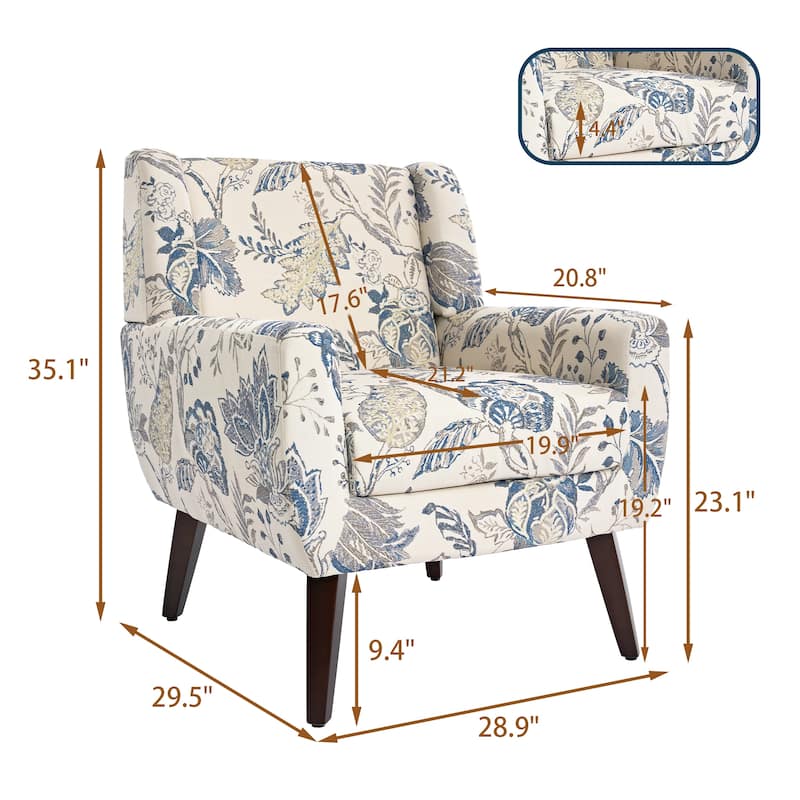 Cotton/ Linen Look Fabric Modern Accent Chair Armchair