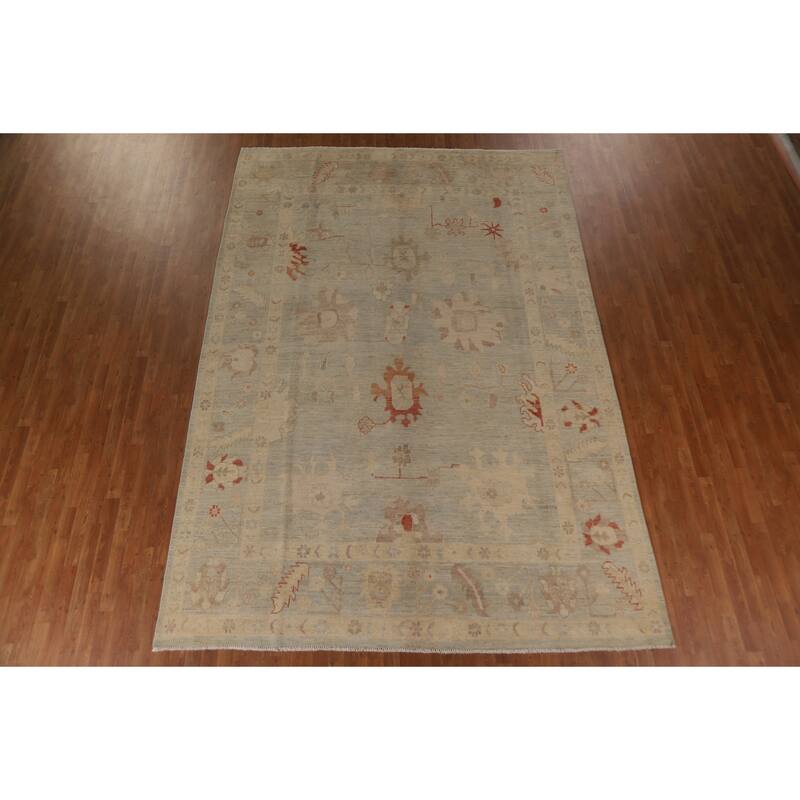 Vegetable Dye Oushak Turkish Area Rug Handmade Wool Oriental Carpet - 8'11"x 12'10"