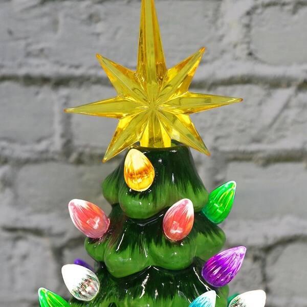 6.3 Inch Ceramic Gnome Christmas Tree - Battery Powered Lighted Decoration For Desk Or Home