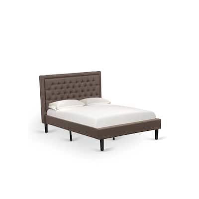 Full Bed Frame Upholstered Linen Headboard - Modern Bedroom Furniture with Black Legs