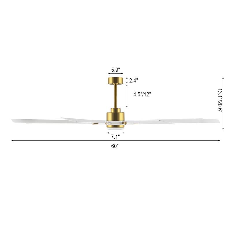 WINGBO 60-inch/72-inch 8-Blades Indoor DC Motor Ceiling Fan With LED Light and Remote Control