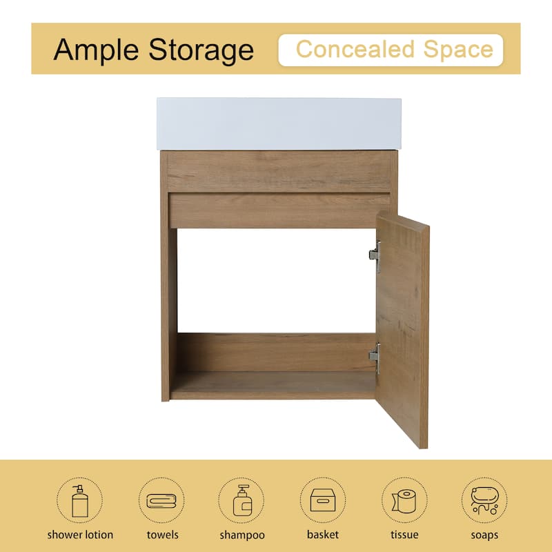 18 Inch Single Sink Bathroom Vanity with Soft Close Door, 18x10