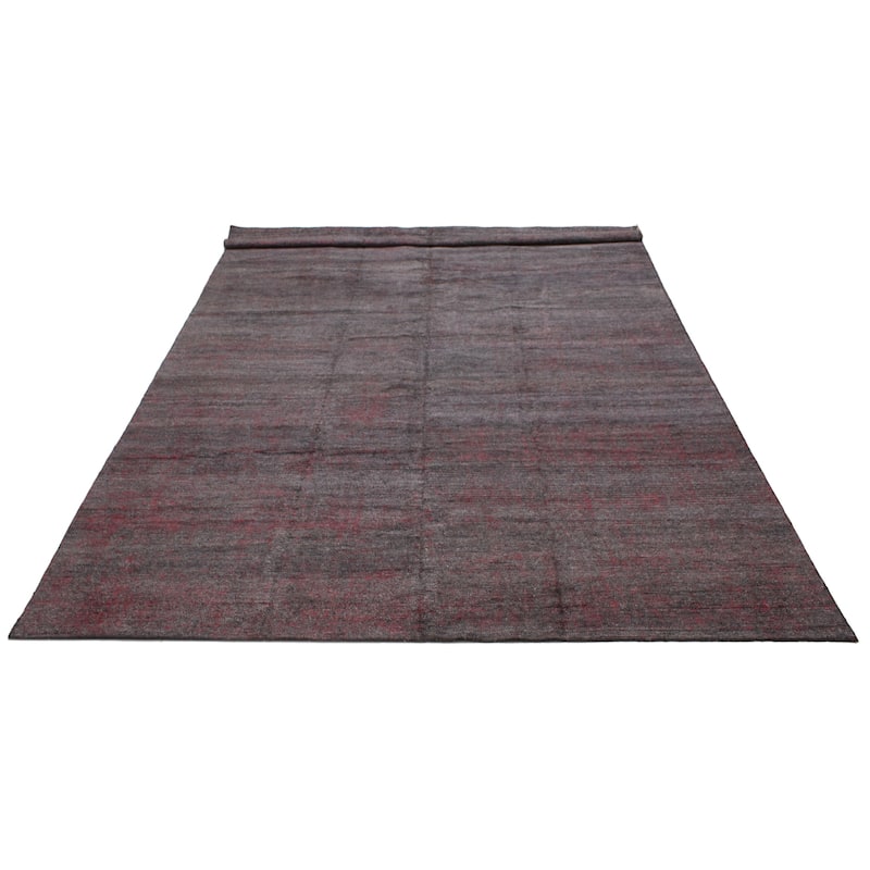 ECARPETGALLERY Hand-knotted Loreto Dark Grey Silk Rug - 9'8 x 14'8