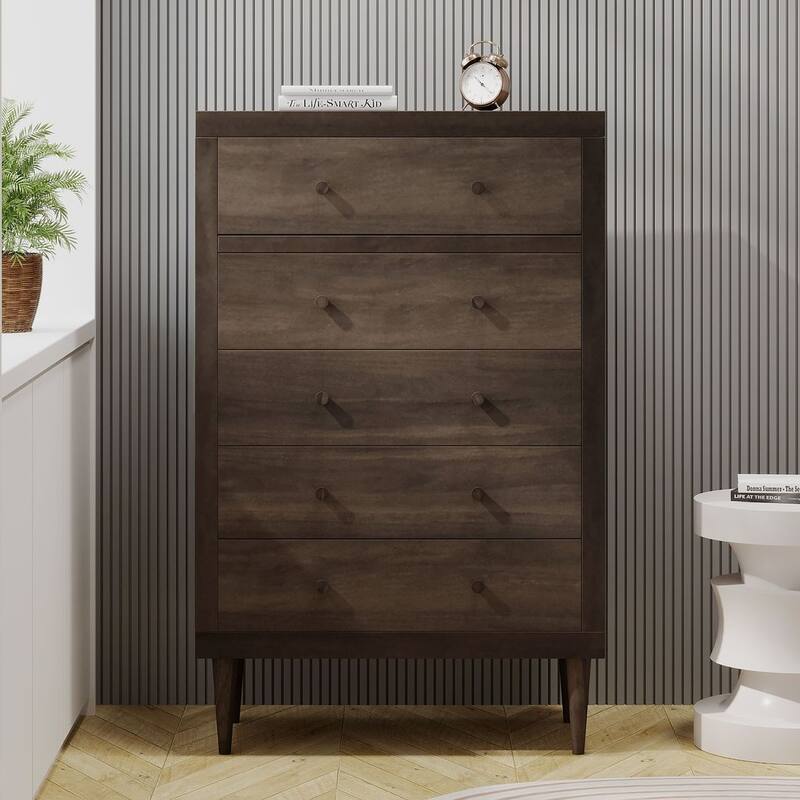 Modern Chest of Drawers - 3, 4, or 5 Drawer by Christopher Knight Home - Walnut - 5-drawer