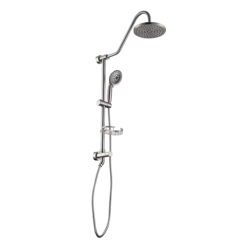 Proox 5-sprayer Rain Shower Faucet with Handheld Shower Soap Dish - Shower - Brushed Nickel