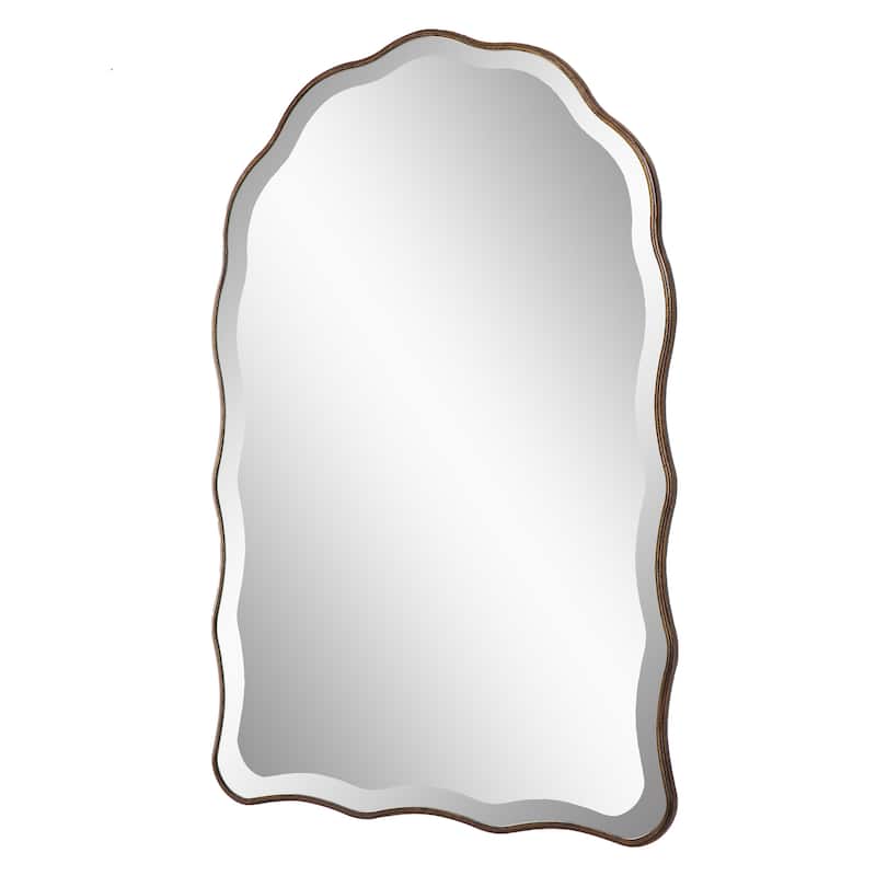 Porch & Den Antiqued Bronze Scalloped Edges Arched Wall Mirror