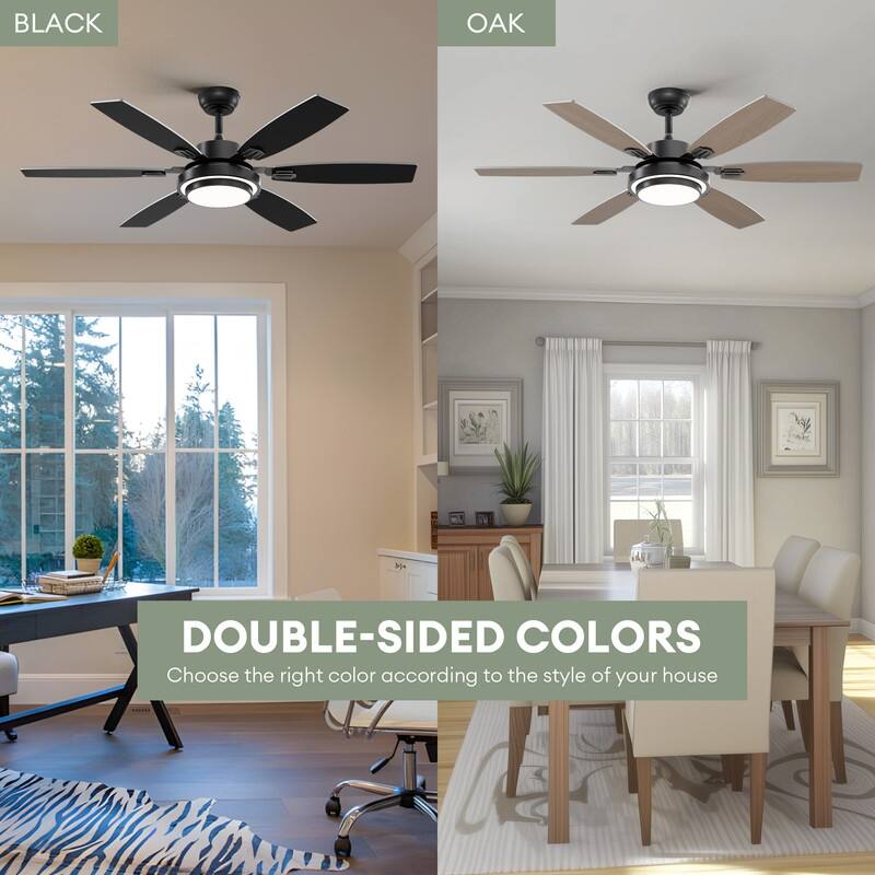 52 Inch Farmhouse Ceiling Fan with Light and Remote Black Industrial Caged Ceiling Fans for Bedroom - 52 in.