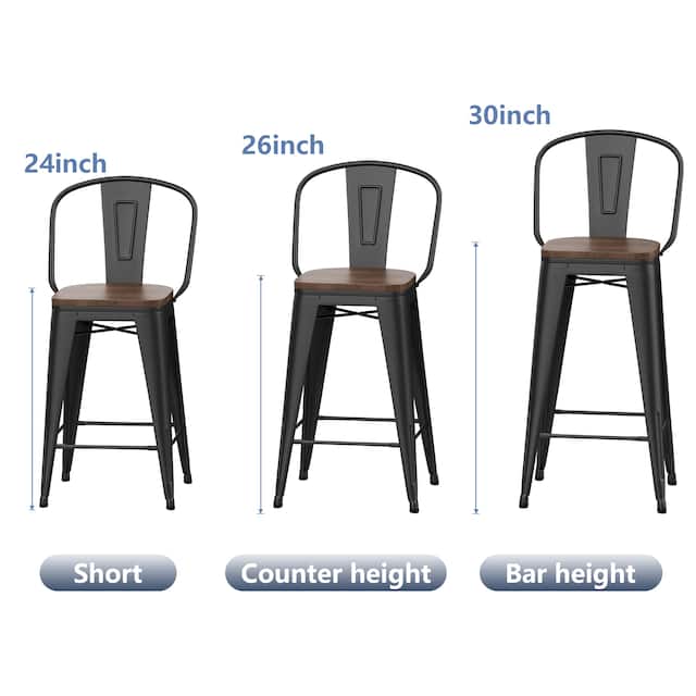 Andeworld farmhouse bar stools ,counter height bar stools set of 4 - Set of 4