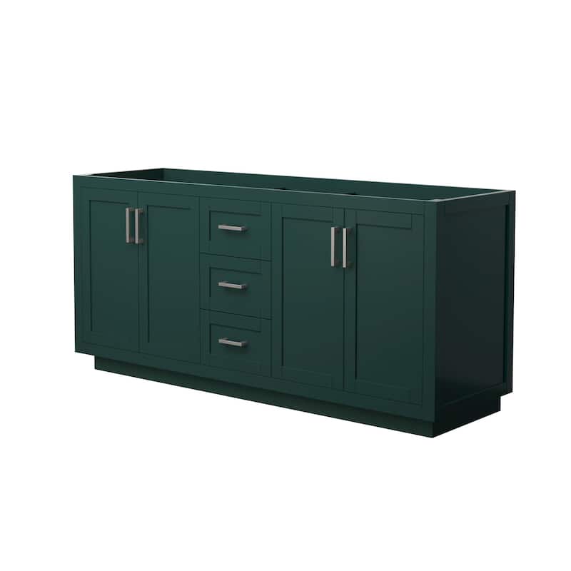 Wyndham Collection Miranda 71" Double Free Standing Vanity Cabinet - Green / Brushed Nickel Hardware
