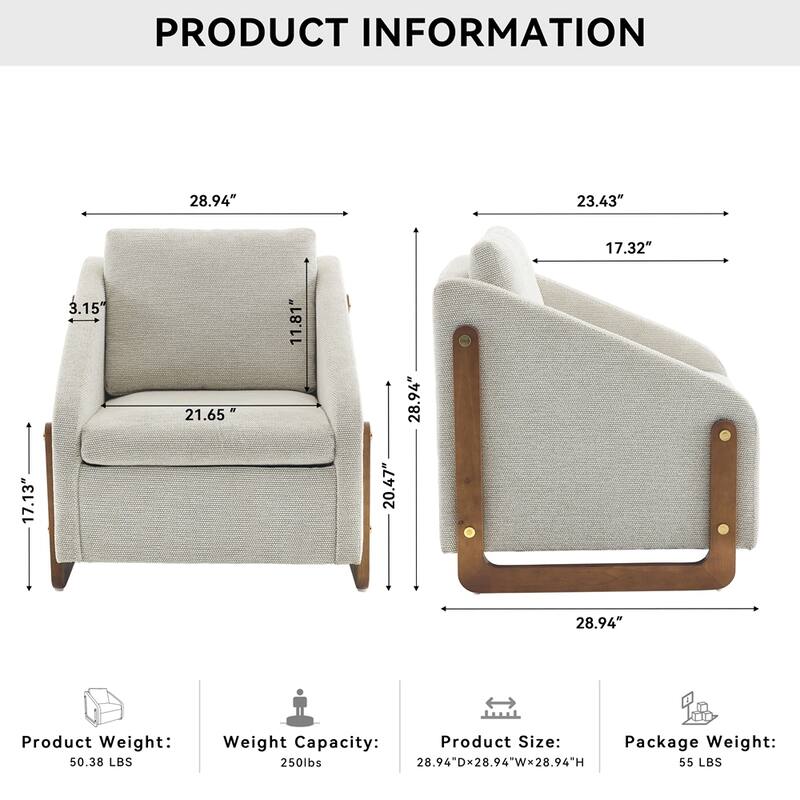 Modern Upholstered Armchair Chenille Fabric Accent Leisure Chair
