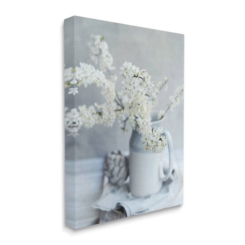 Stupell White Blossom Florals in Soft Country Mug Canvas Wall Art