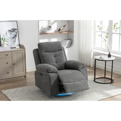 Modern Power Recliner with Bluetooth Speaker, LED Light, USB Charging Ports, Retractable Footrest and Storage Pockets