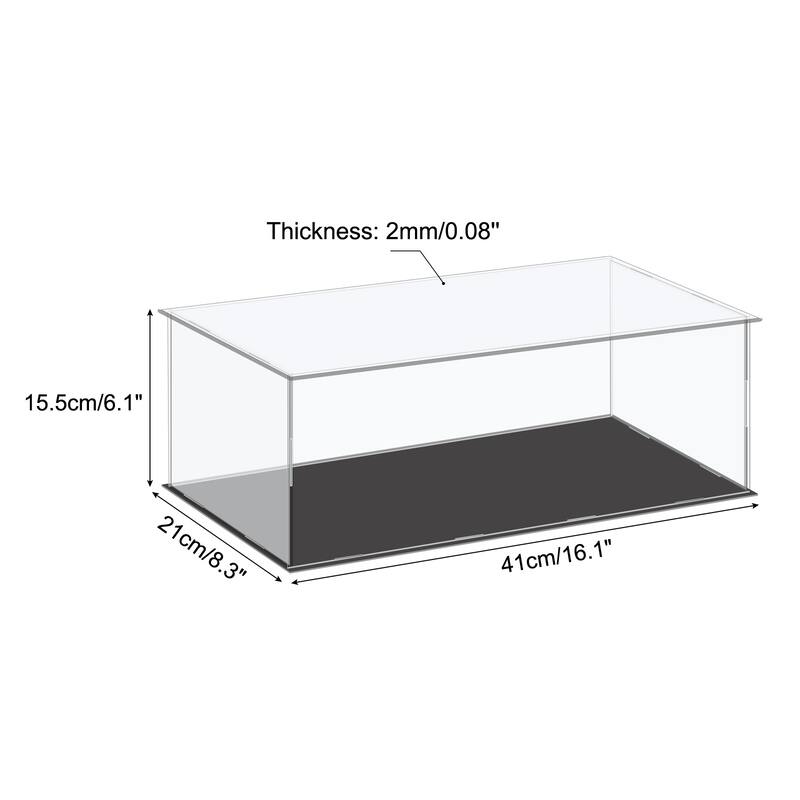 Acrylic Display Case Plastic Box Cube Storage Small Assemble Showcase - 16.1x8.3x6.1 Inch