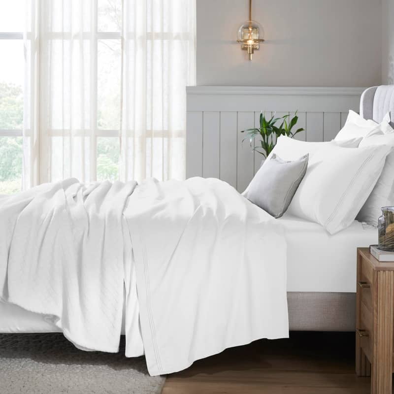 Superior Egyptian Cotton 650 Thread Count Deep Pocket Solid Sheet Set - Twin - White