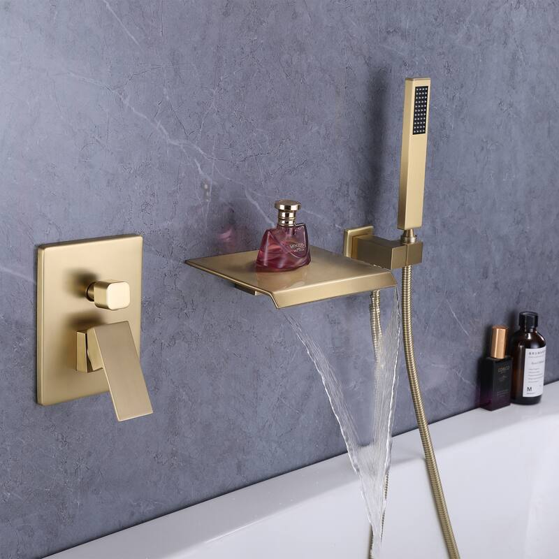 Single Handle Wall Mounted Roman Tub Faucet with Diverter and Handshower