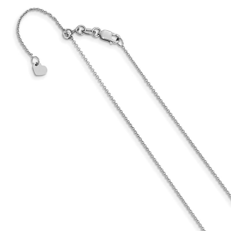 Curata Italian 14k White Gold 0.7mm Round Cable Adjustable Chain Necklace (Lobster) Options: 22 30