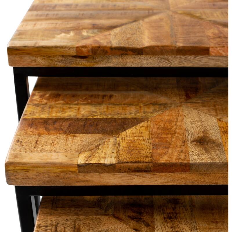 Bistra Wood Modern Nesting Table Set - 26"H x 16"W, 24"H x 14"W, 22"H x 12"W