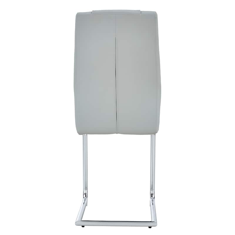 Faux Leather Dining Room Chairs with Upholstered Seat, Modern Kicthen Chairs Armless Accent Chairs with Metal Legs, Set of 4