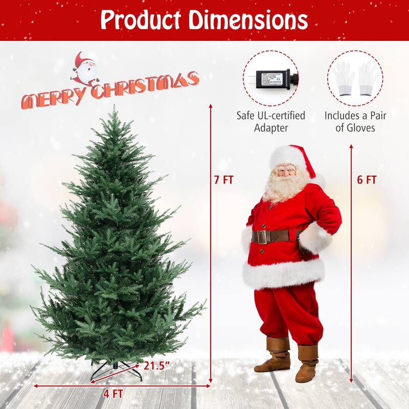 Gymax 7 FT Artificial Xmas Tree w/1090 PVC PE Branch Tips 340 Warm - See Details