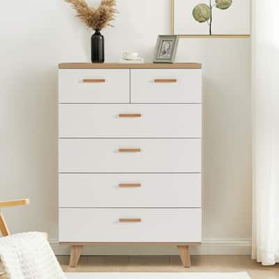 Rosewood 6-Drawer Combo Chest Storage Cabinet Dresser Organizer