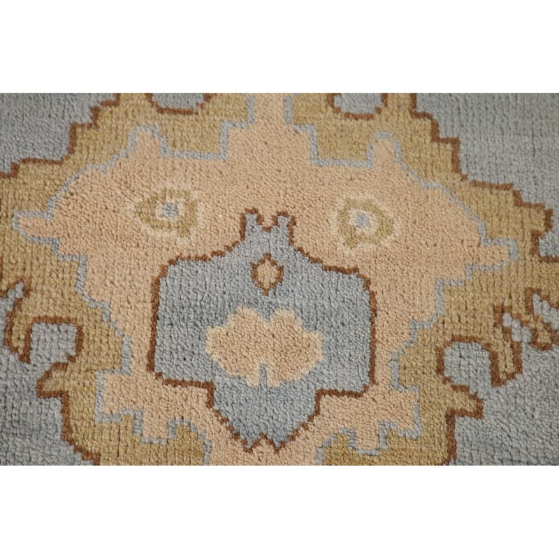Blue Floral Oushak Oriental Area Rug Handmade Wool Carpet - 9'2"x 12'0"