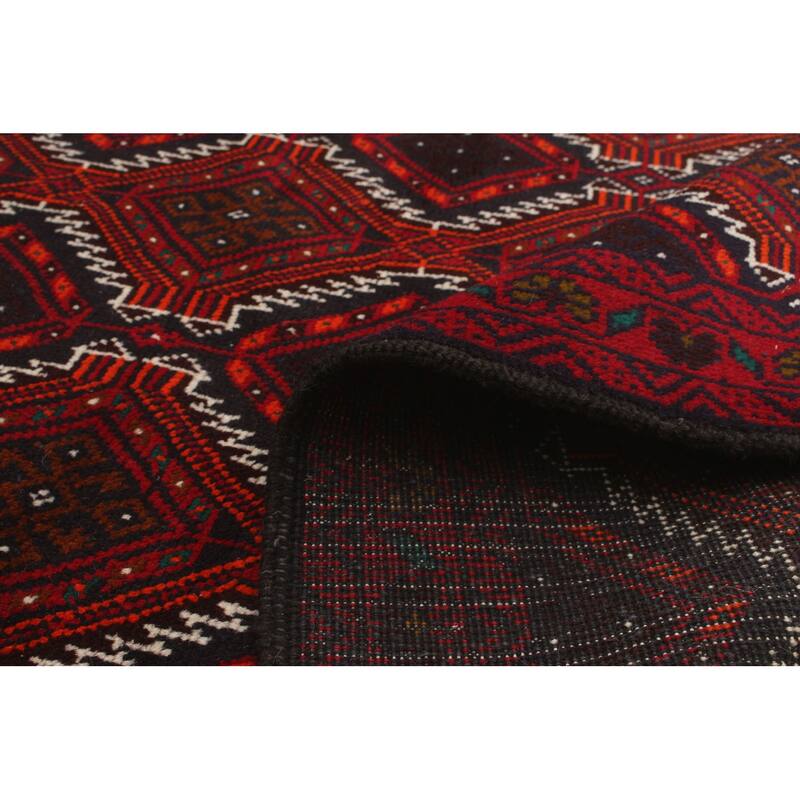 Hand-knotted Rizbaft Red Wool Rug - 3'5" x 6'1"/3'5 x 6'1