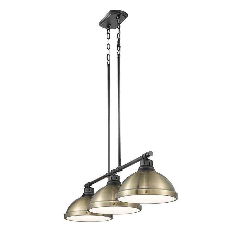Yep by Golden Lighting Duncan 3-light Island Light in Matte Black and Aged Brass shade
